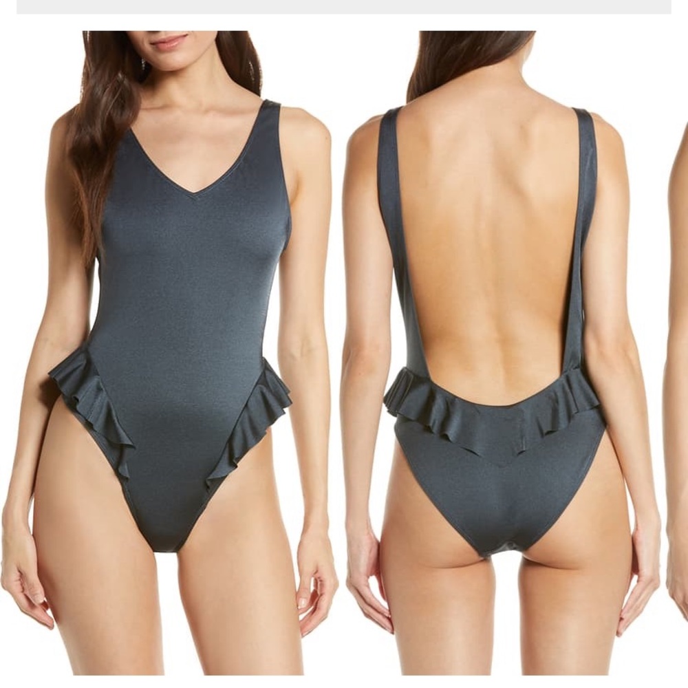 Something Navy One-Piece Bathing Suit NWT